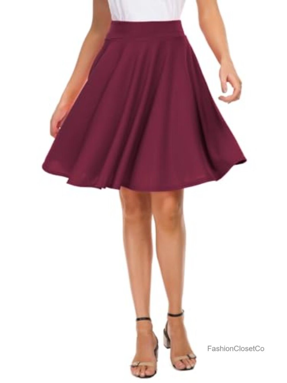 Flared A-Line Skater Mini Skirt Stretchy High Rise Casual